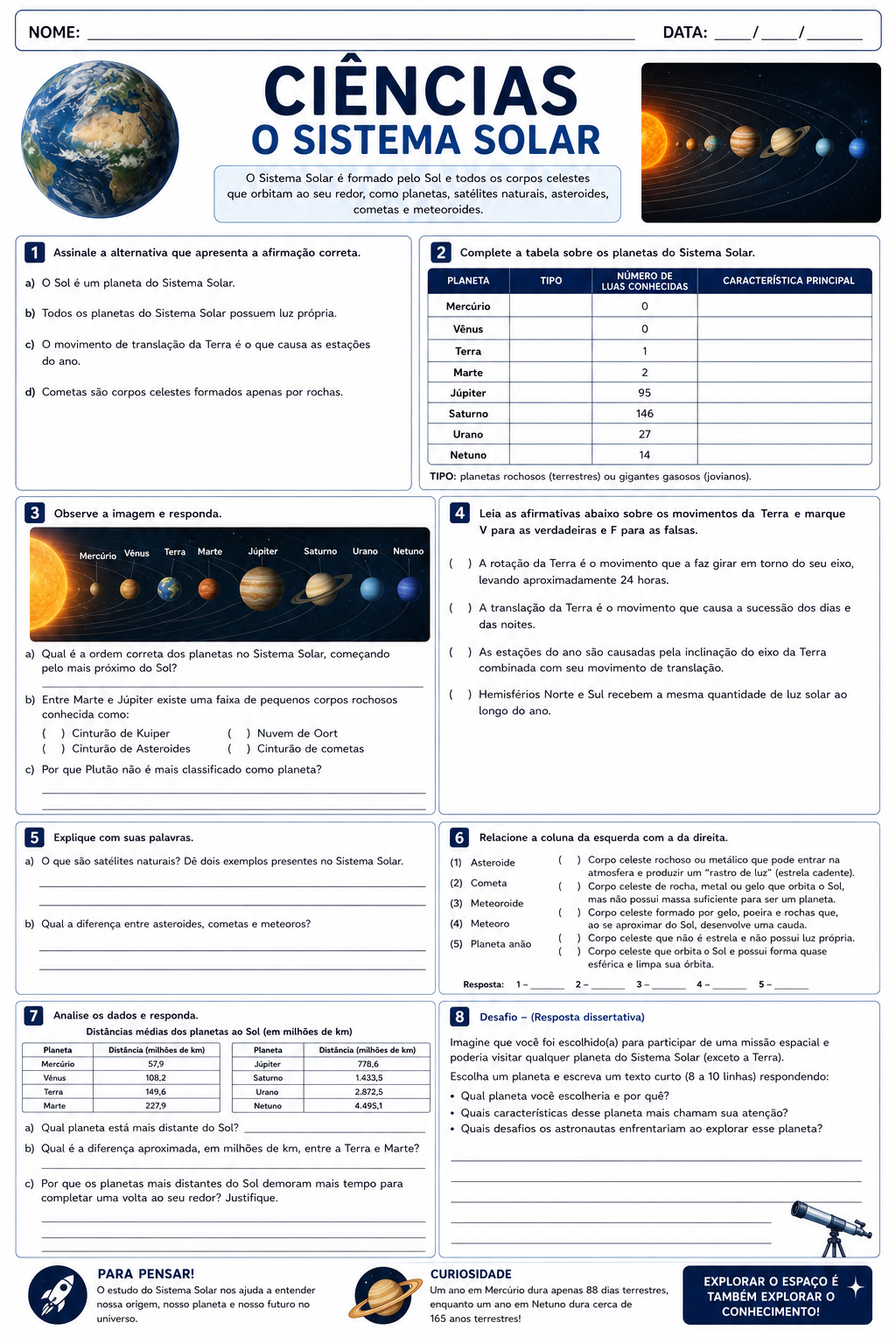 Amostra material de Ciências - Sistema Solar